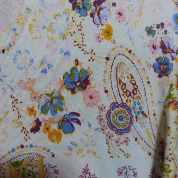 Counterparts Floral Patchwork Boho Ruffle Short Sleeve Top Size L - Picture 6 of 7